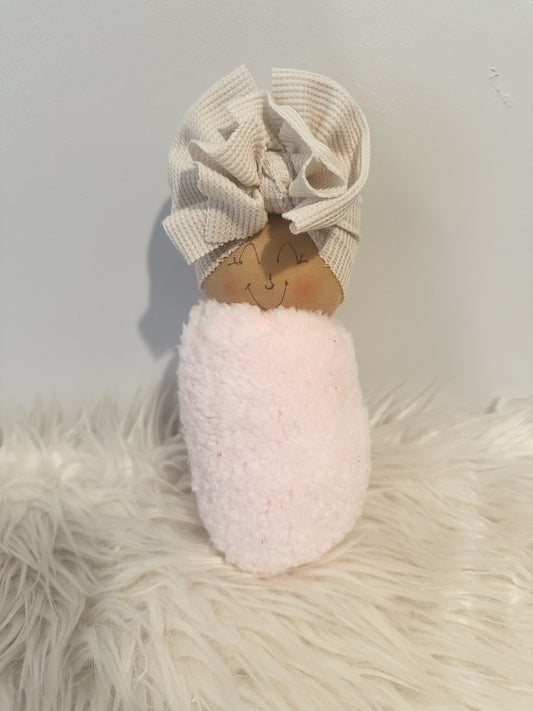 Pink Sherpa Swaddle Baby RTS #18