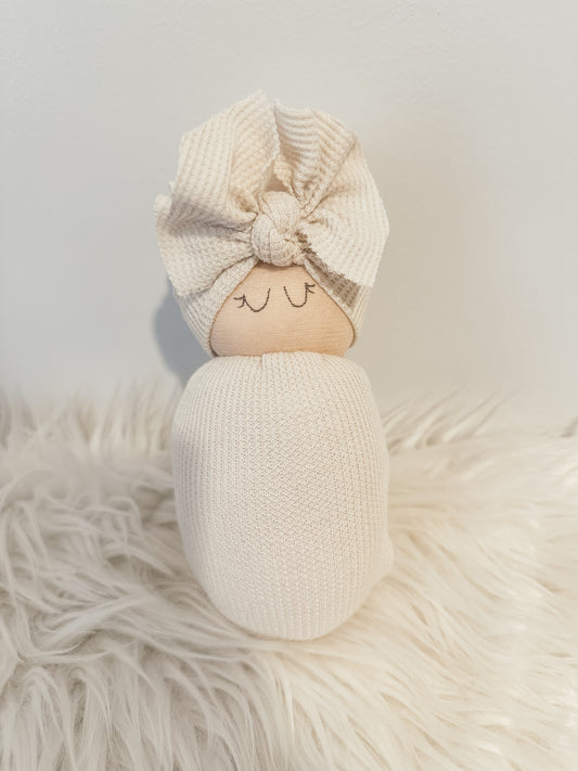 Beige Bow Swaddle Baby RTS #22