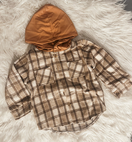 Rust Flannel hooded Shacket RTS