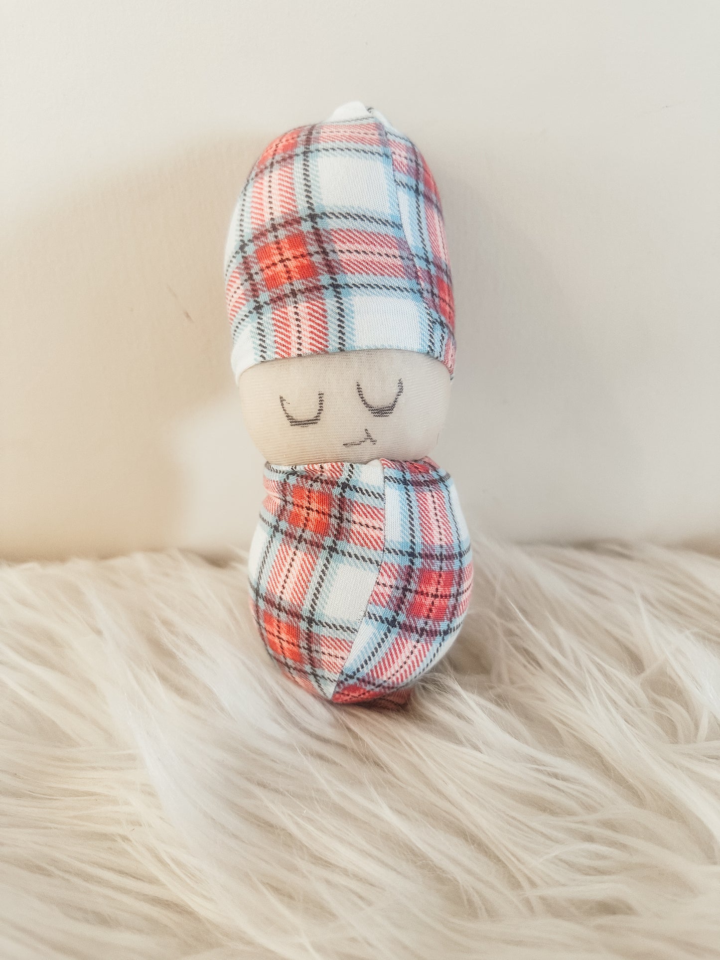 Plaid Swaddle Baby with Hat RTS #2