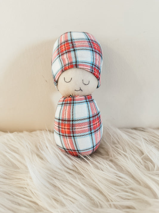 Plaid Swaddle Baby with Hat RTS #3