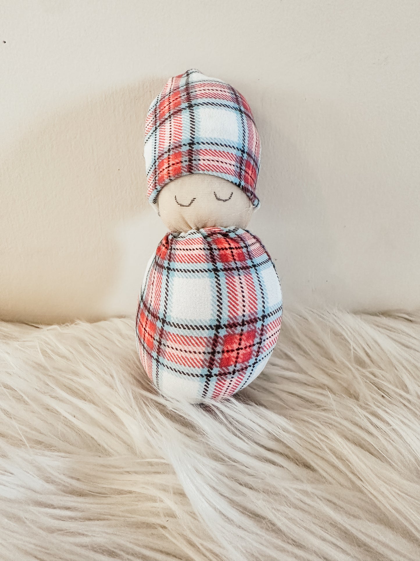 Plaid Swaddle Baby with Hat RTS #4