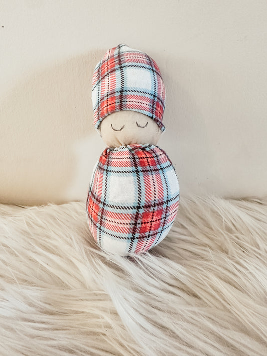 Plaid Swaddle Baby with Hat RTS #4