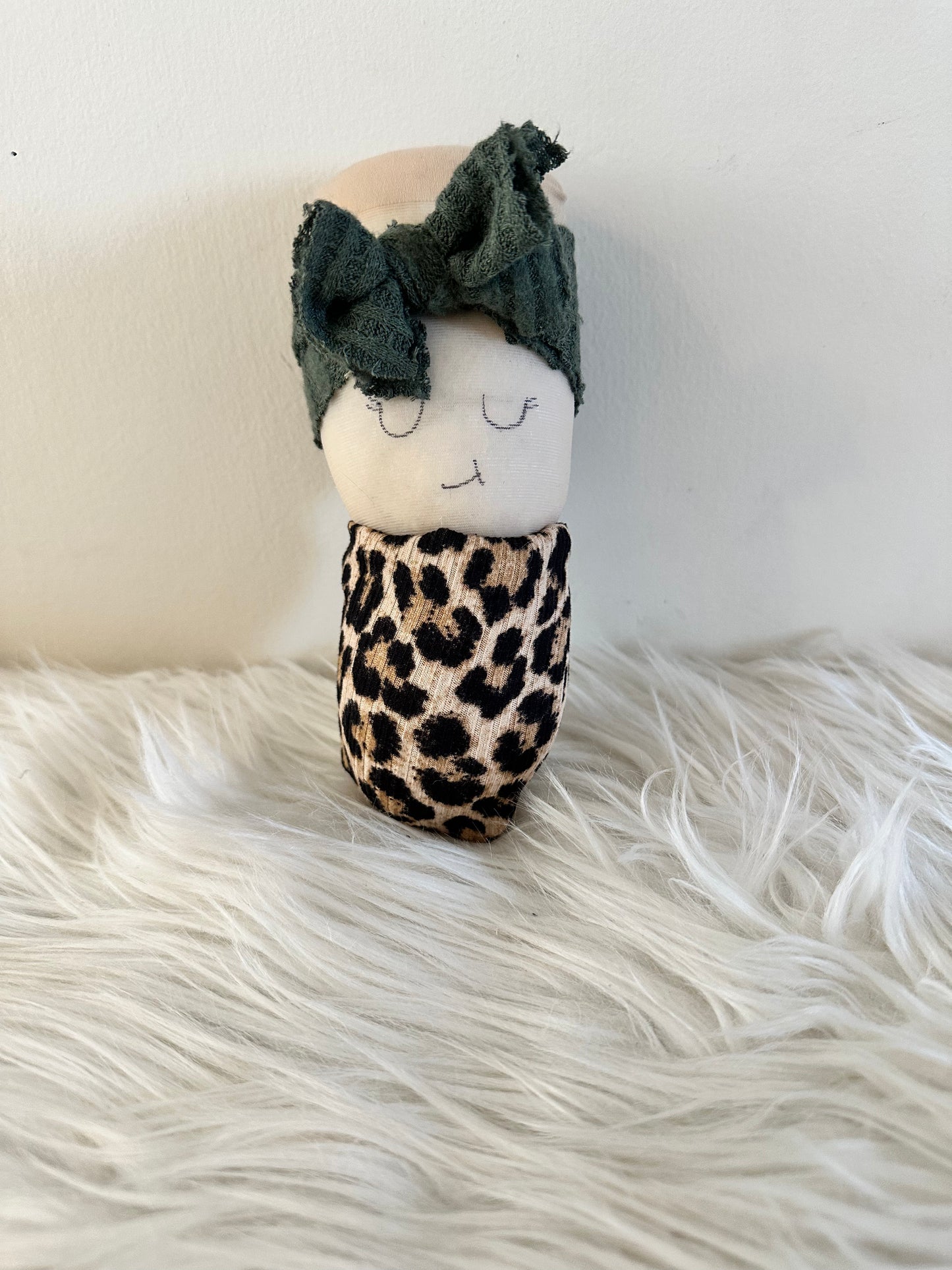 Cheetah Green Bow Swaddle Baby RTS #55