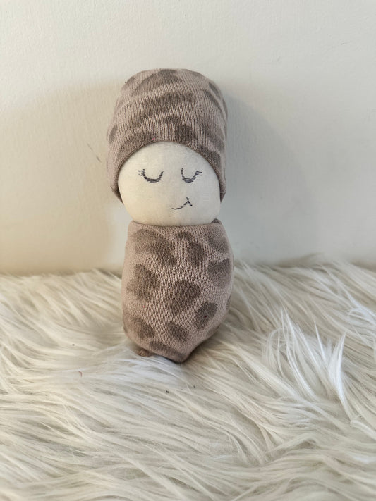 Brown Cheetah Hat Swaddle Baby RTS #82